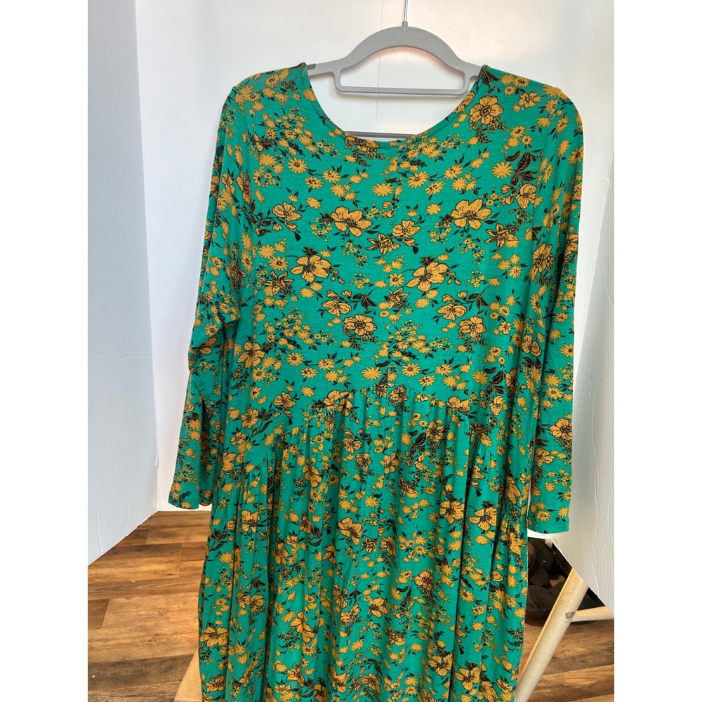 Agnes & Dora‎ Floral Maxi Dress Womens Large Green Yellow Excellent Boho Tiered